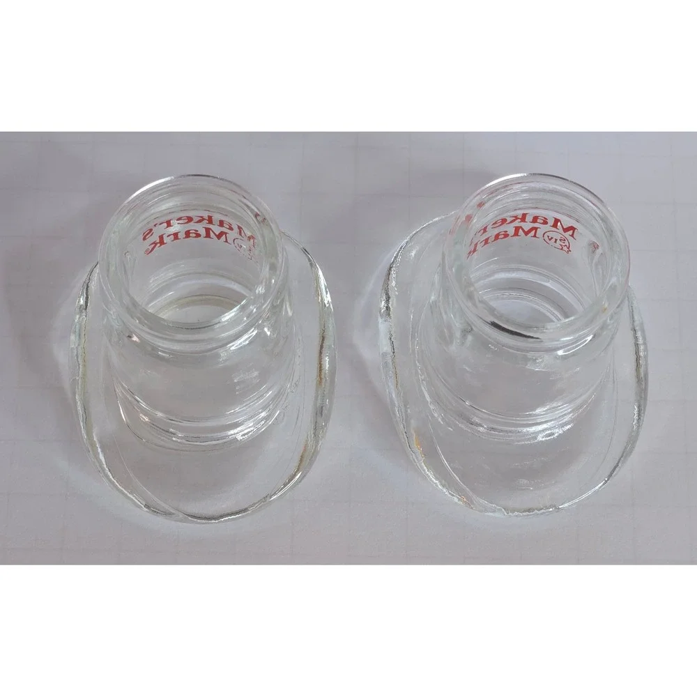 Set of 2 Vintage Maker's Mark Whiskey Cowboy Hat‎ Shaped Shot Glasses